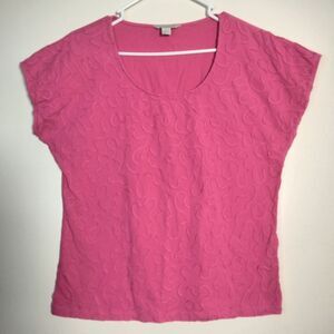 Pink Textured Scoop Neck Women's Top